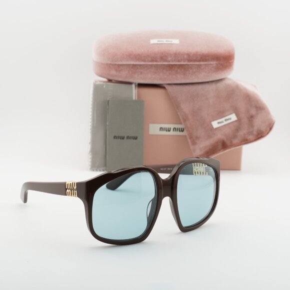 Miu Miu MUA07S 24D20R Square Sunglasses – Shiny Brown \\Light Blue main image 6